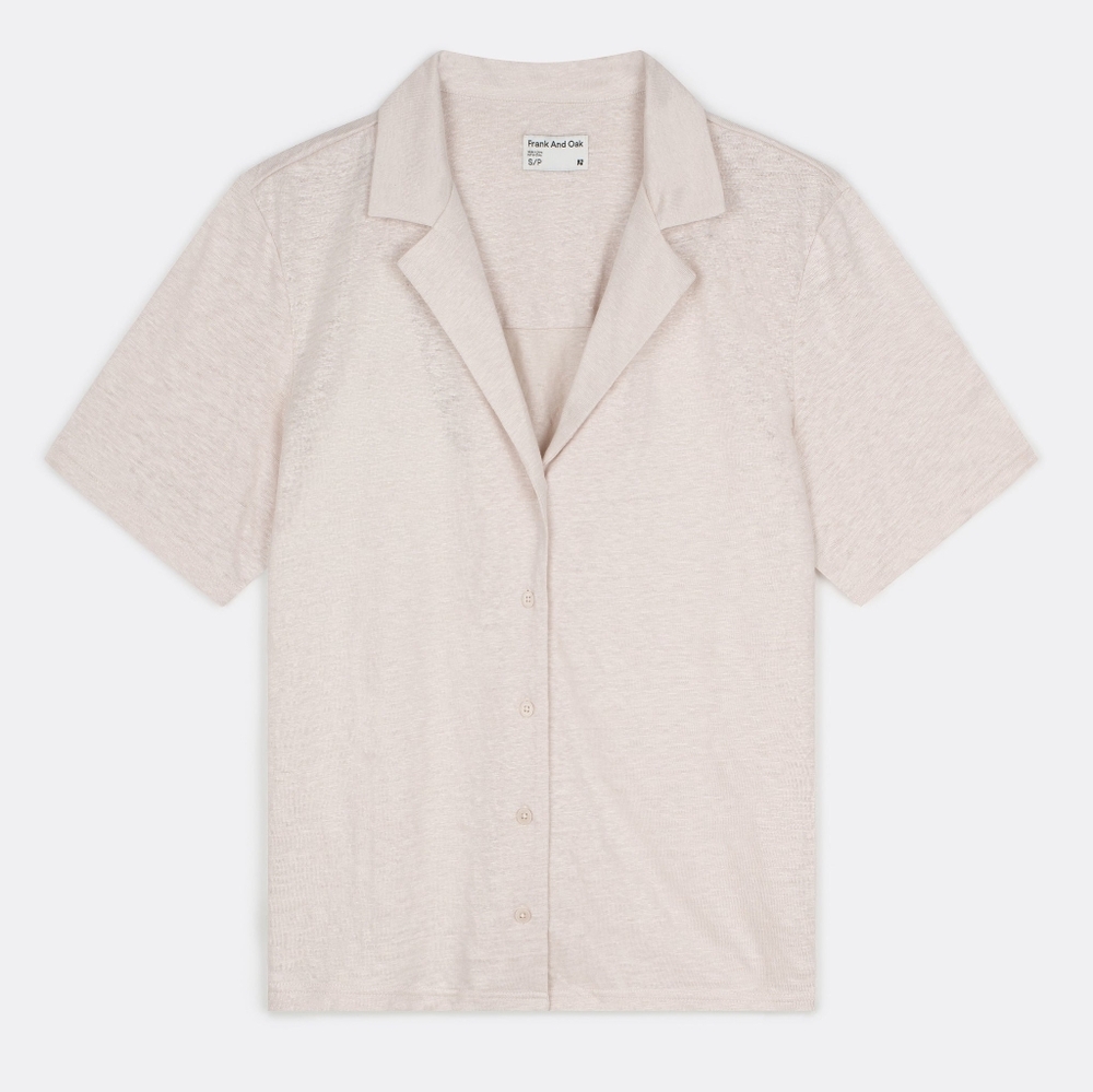 Frank & Oak M Linen Relaxed Button Up Shirt 100% Pre Shrunk Linen NWT